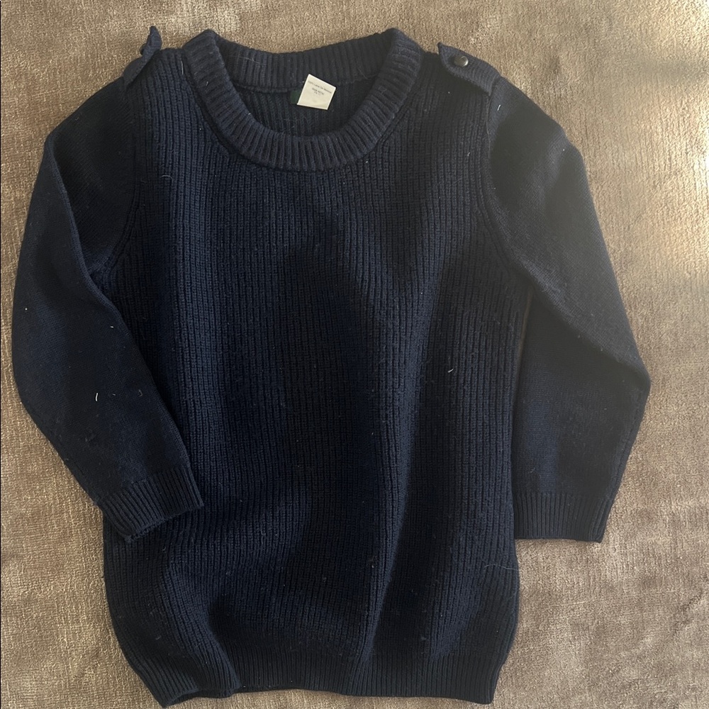 J. Crew Navy Blue Merino Wool Sweater with Epaulettes